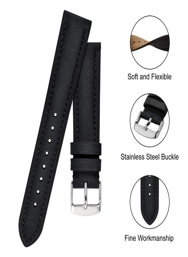 BISONSTRAP 15mm Watch Strap Vintage Leather Replacement Strap Black - Image 4