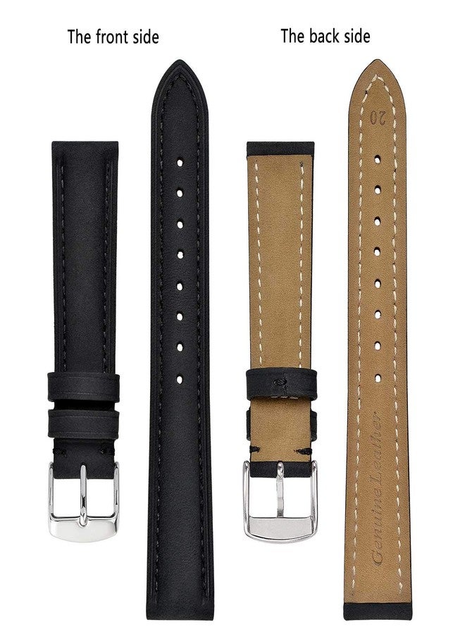 BISONSTRAP 15mm Watch Strap Vintage Leather Replacement Strap Black - Image 3