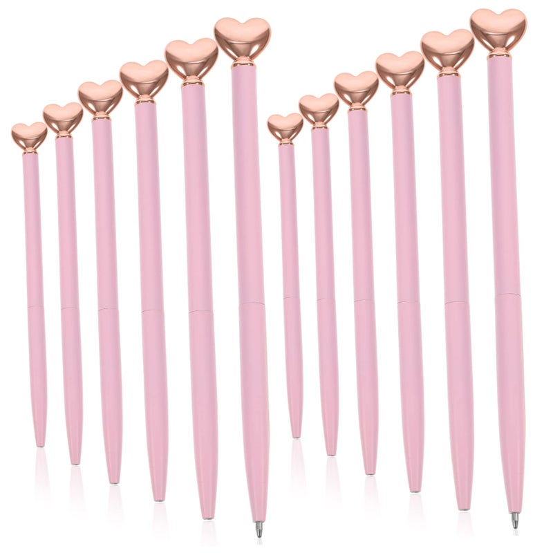 Heart Shaped Ballpoint Pens 12 Pack Smooth Writing Ergonomic Design For Students Office Decor - Image 2