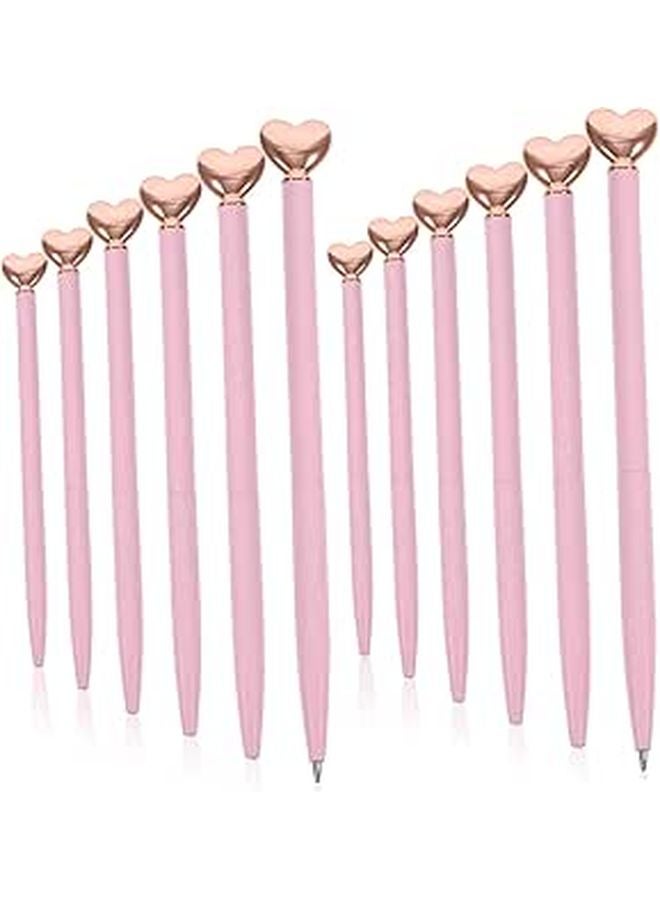 Heart Shaped Ballpoint Pens 12 Pack Smooth Writing Ergonomic Design For Students Office Decor - Image 1