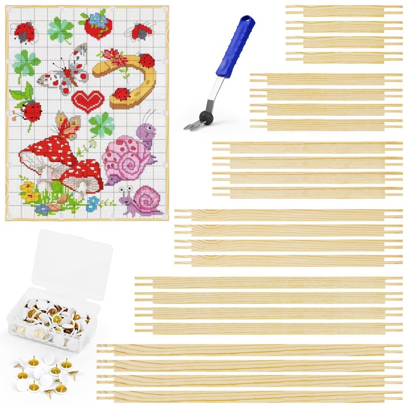 BALLMENT 24 Pcs 6 Sizes Stretcher Bars Kit with 100 Tacks & Tool, Build Frames to 16x20, for Needlepoint, Canvas, Embroidery, Cross Stitch, Tapestry - Image 1