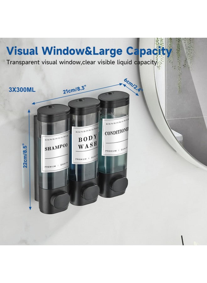 Cabo Deseado Shampoo and Conditioner Dispenser,Shower Soap Dispenser 3 Chamber No Drill Wall-Mounted Shampoo Dispenser for Shower Wall Mounted Shower Dispenser for Bathroom Hotel Large Capacity,Black - Image 4