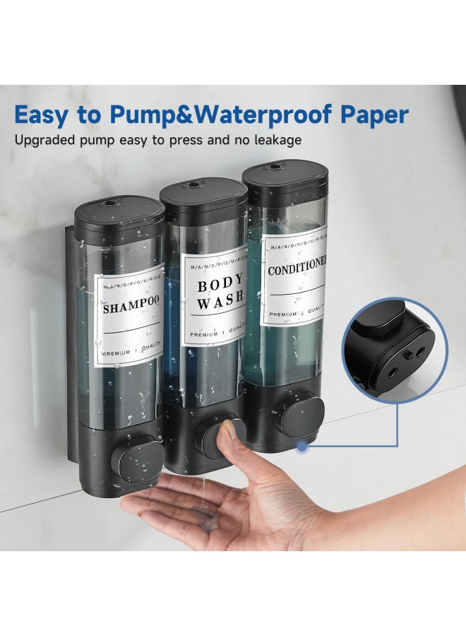 Cabo Deseado Shampoo and Conditioner Dispenser,Shower Soap Dispenser 3 Chamber No Drill Wall-Mounted Shampoo Dispenser for Shower Wall Mounted Shower Dispenser for Bathroom Hotel Large Capacity,Black - Image 3