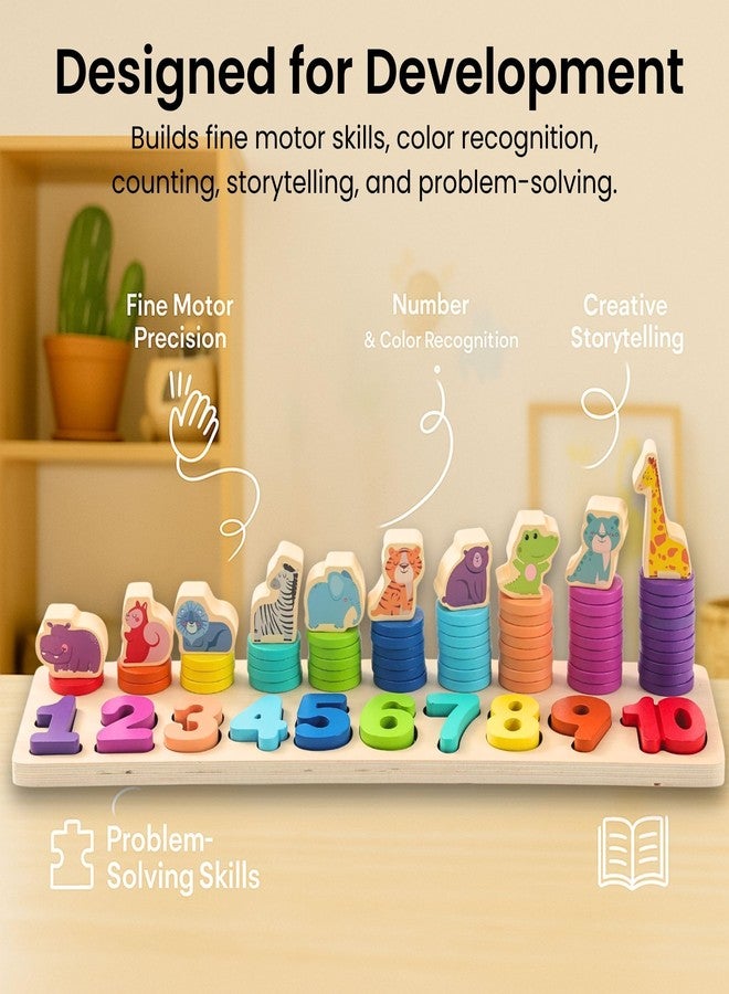 BEKILOLE Montessori Toys for 1 2 3 Year Old Boy Girl, Toys for Ages 2-4 Toddlers Kids Baby, 1 2 Year Old Birthday Gifts, Wooden Learning Puzzles Sorter Toy for Toddlers 1-3 Stacking Toy (Safari Rainbow) - Image 3