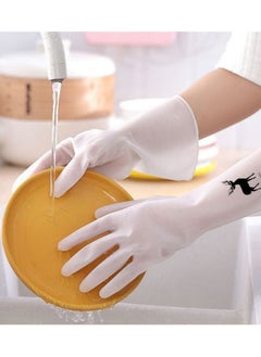 Generic "A Pair of Kitchen Cleaning Gloves (White in Different Designs) Long Sleeve Rubber Dishwashing Gloves, Waterproof and Wear Resistant Latex Rubber Gloves, Non-Slip Grip Gloves to Protect Hands While Washing Dishes, Multi-Purpose Gloves for Cleaning Kitchen and Home Utensils" (Comes in Different Designs)  - Image 4
