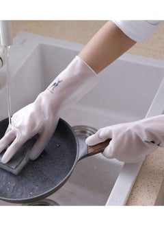 Generic "A Pair of Kitchen Cleaning Gloves (White in Different Designs) Long Sleeve Rubber Dishwashing Gloves, Waterproof and Wear Resistant Latex Rubber Gloves, Non-Slip Grip Gloves to Protect Hands While Washing Dishes, Multi-Purpose Gloves for Cleaning Kitchen and Home Utensils" (Comes in Different Designs)  - Image 5