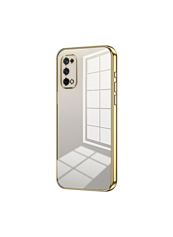 HuHa Case Cover For Realme X7 / Q2 Pro Transparent Plating Fine Hole Phone Case Gold 