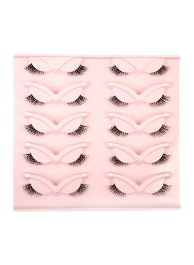 False Eyelashes Natural Half Lashes Short Wispy Clear Band Lashes Pack 10 Pairs Multipack - Image 2