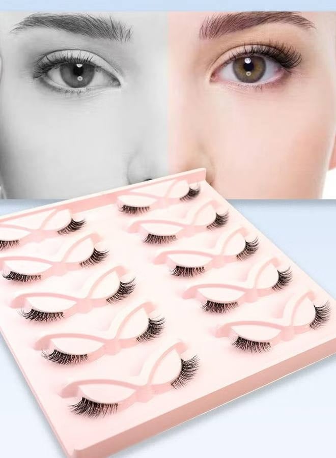 False Eyelashes Natural Half Lashes Short Wispy Clear Band Lashes Pack 10 Pairs Multipack - Image 3