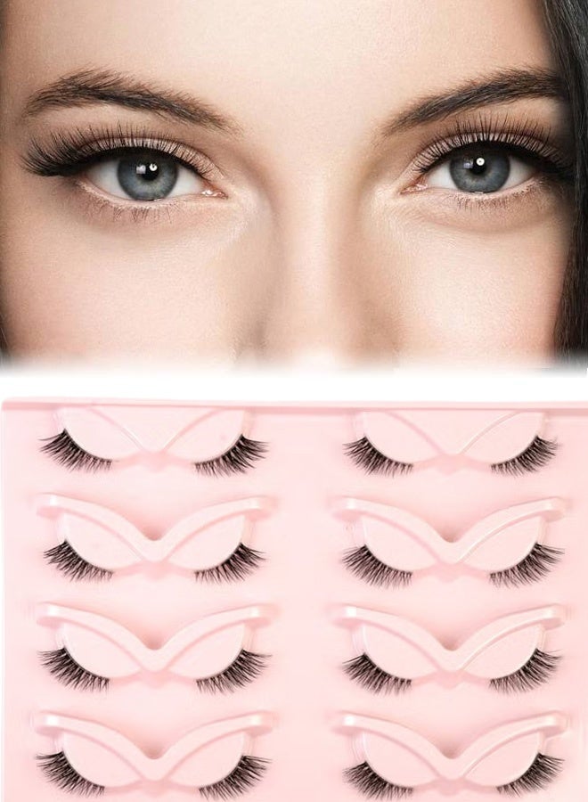 False Eyelashes Natural Half Lashes Short Wispy Clear Band Lashes Pack 10 Pairs Multipack - Image 1