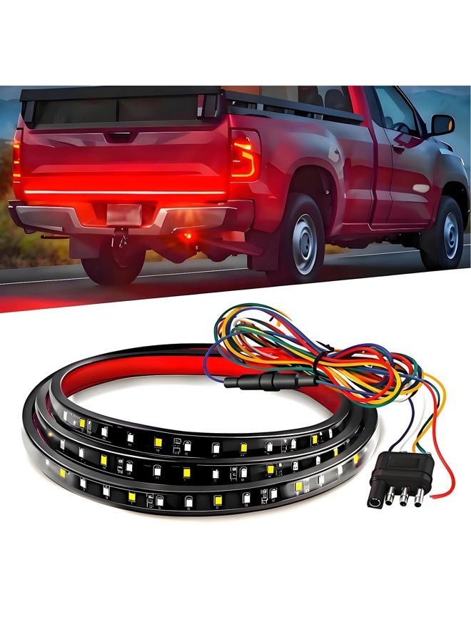 Qasim 48/49inch LED Truck Tailgate Light Strip 5 Function Red/White for Tail Running Brake Light Turn Signal Emergency Warning Reverse Light for Pickup SUV Trailer Cargo - Image 1