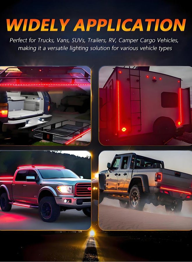 Qasim 48/49inch LED Truck Tailgate Light Strip 5 Function Red/White for Tail Running Brake Light Turn Signal Emergency Warning Reverse Light for Pickup SUV Trailer Cargo - Image 4