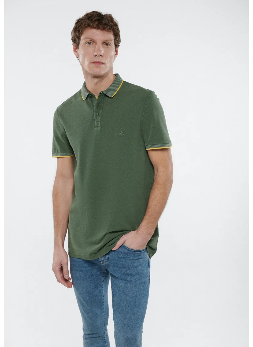 MAVI Blue Men's Green Polo T-Shirt with Colored Stripe Detail 065920-30721