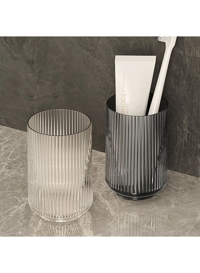 Toothbrush Holder Second Model Thickened Transparent Cup With Vertical Grooves And Striped Base - Image 2