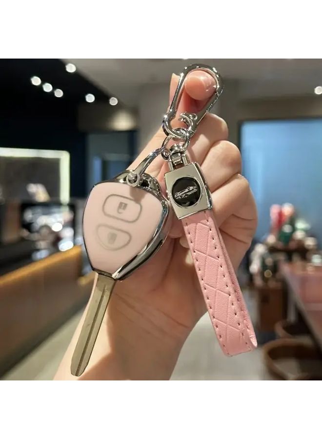 White TPU Car Key Cover For Toyota Corolla Vios Camry With Metal Ring - Image 1