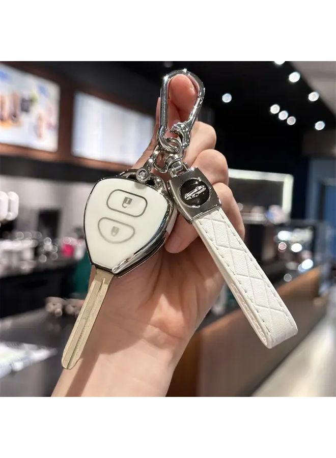 White TPU Car Key Cover For Toyota Corolla Vios Camry With Metal Ring - Image 3
