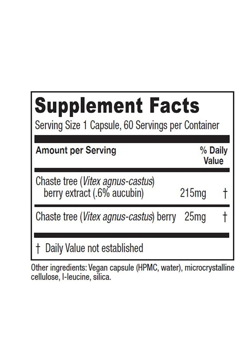 Vitanica Chaste Tree Berry Extract 60 Capsules  - Image 3