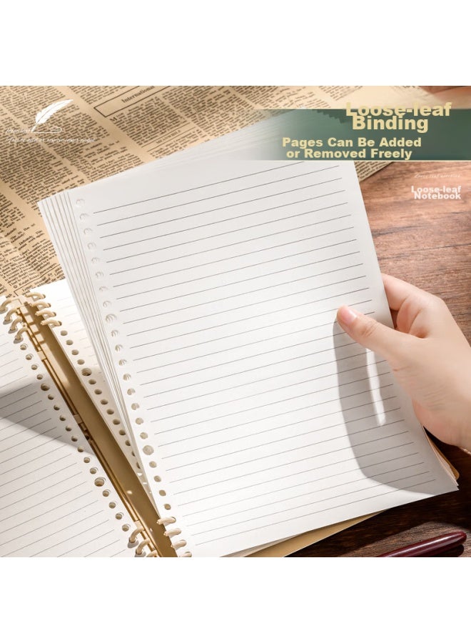 Sunwood B5/120 Pages Comfortable To Hold, Ruled Vintage Cover, Detachable 8-hole Loose-leaf Notebook With Replaceable Index Pages, For Postgraduate Exam Mistake Correction And Homework, Green, 1388 - Image 5