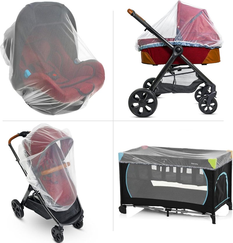 Universal Backpackers Baby Mosquito Net for Stroller, Carrier & Bassinet – Elastic Drawstring for Snug Fit Netting - Infant Bug Net for Jogger, Car Seat & Pack N Play – 1000 Mesh Toddler Canopy & Gift Packaging - Image 1