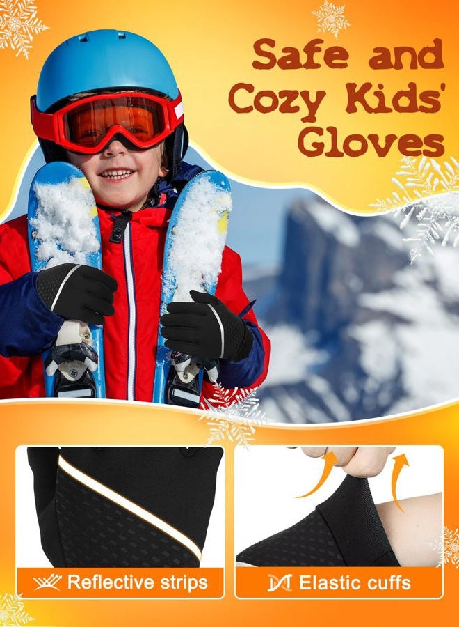 aopow Kid Gloves Kids Touchscreen Gloves - Winter Warm Cold Weather Gloves Touch Screen Running Gloves Thermal Riding Cycling Gloves for Boys Girls 8-10 Years - Image 5