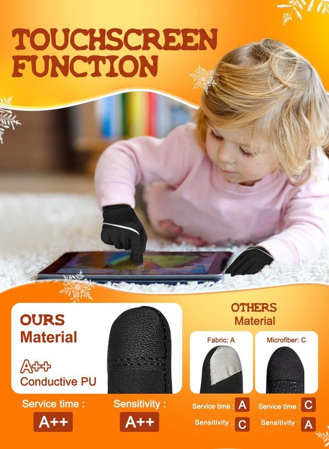aopow Kid Gloves Kids Touchscreen Gloves - Winter Warm Cold Weather Gloves Touch Screen Running Gloves Thermal Riding Cycling Gloves for Boys Girls 8-10 Years - Image 4