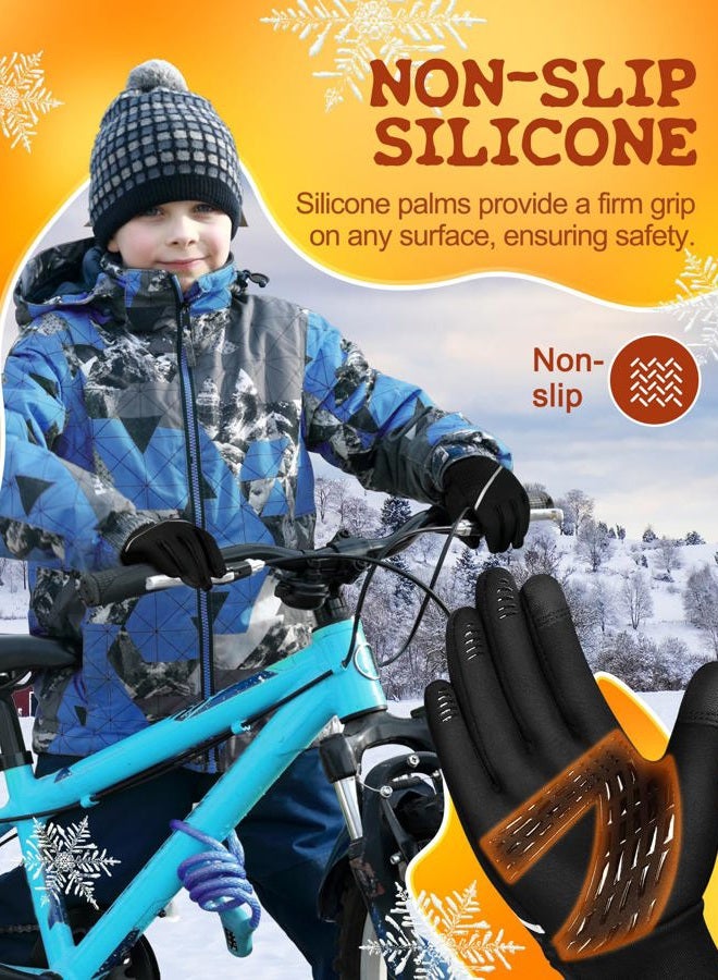 aopow Kid Gloves Kids Touchscreen Gloves - Winter Warm Cold Weather Gloves Touch Screen Running Gloves Thermal Riding Cycling Gloves for Boys Girls 8-10 Years - Image 3