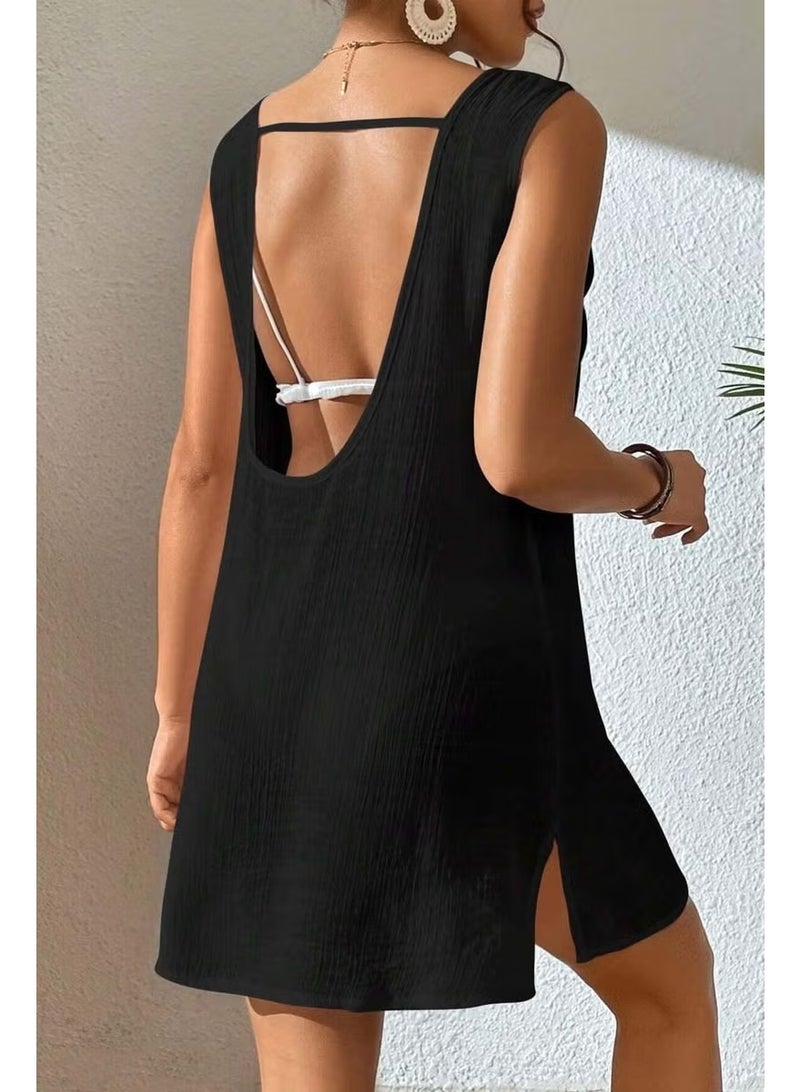 Angelsin Backless Slit Pareo Beach Dress - Image 4