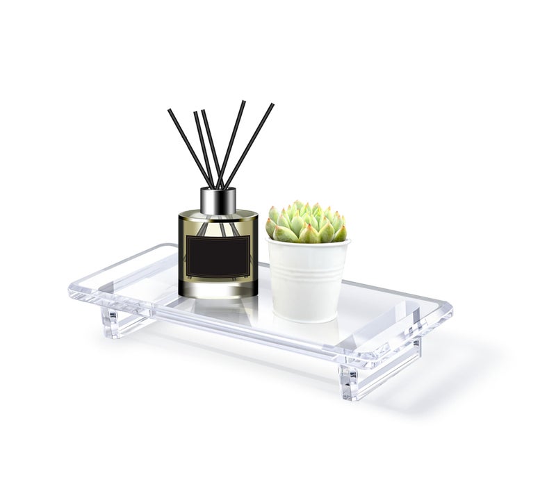 Chivalral Acrylic Bathroom Counter Tray: Water-Resistant Kitchen and Bathroom Tray Countertop Decor,Perfect for Soap Dish,Vanity,Plant,Candle Decor,and Riser Organizer-Small - Image 1