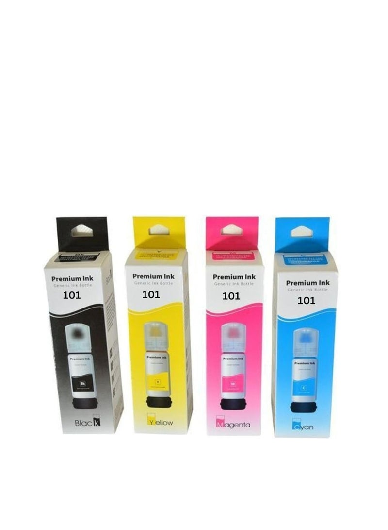 Terabyte Ink set 101 for Epson for EcoTank 4-Pack Black Cyan Magenta Yellow for L4150 L4160 L6160 L6170 L6176 L6190 L14150 Printer - Image 1