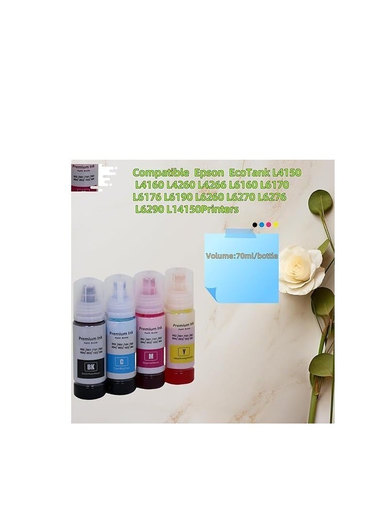 Terabyte Ink set 101 for Epson for EcoTank 4-Pack Black Cyan Magenta Yellow for L4150 L4160 L6160 L6170 L6176 L6190 L14150 Printer - Image 2
