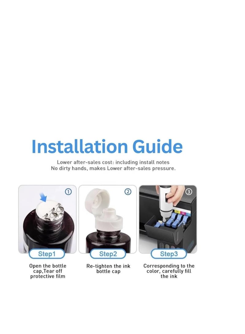 Terabyte Ink set 101 for Epson for EcoTank 4-Pack Black Cyan Magenta Yellow for L4150 L4160 L6160 L6170 L6176 L6190 L14150 Printer - Image 5