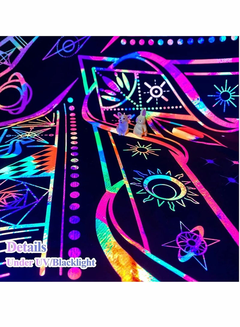 Barakah Tapestries for Bedroom Aesthetic Room Decor Wall Tapestry Blacklight Tapestry UV Reactive Black Light Posters Colorful Backdrop Glow in the Dark Hippie Boho Tapestry Burning Sun Trippy Tapestry - Image 3