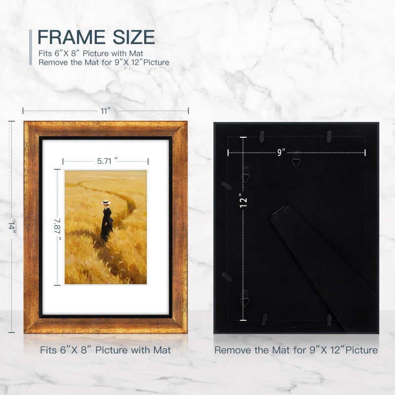 XUANLUO 4 Pack Picture Frames Farmhouse Rustic Picture Frame Sets with Distressed Wood Grain Display Pictures Tabletop or Wall Decor - Image 2