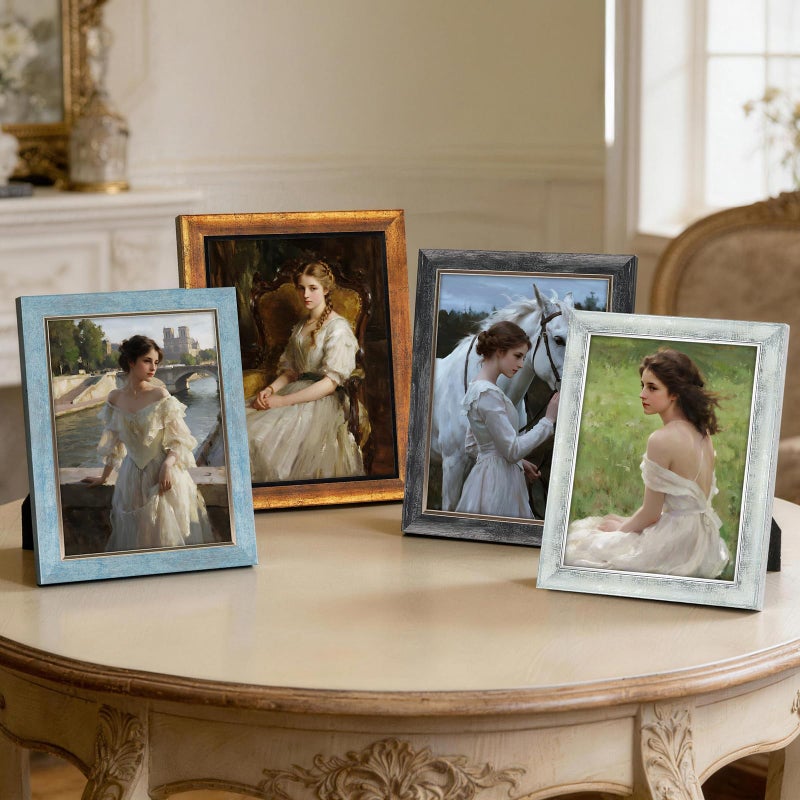 XUANLUO 4 Pack Picture Frames Farmhouse Rustic Picture Frame Sets with Distressed Wood Grain Display Pictures Tabletop or Wall Decor - Image 5
