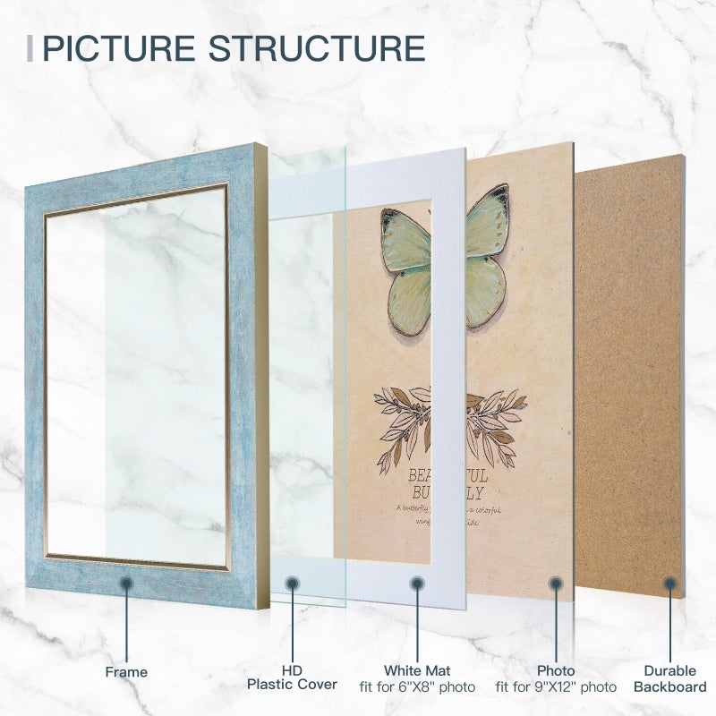 XUANLUO 4 Pack Picture Frames Farmhouse Rustic Picture Frame Sets with Distressed Wood Grain Display Pictures Tabletop or Wall Decor - Image 3