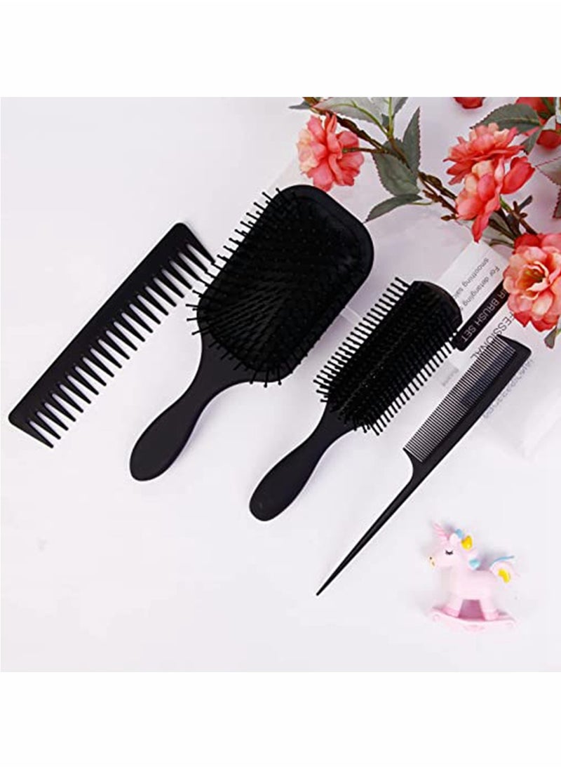 HomarKet - 4Pcs Paddle Hair Brush, Detangling Brush and Hair Comb Set for Men and Women, Great On Wet or Dry Hair, No More Tangle Hairbrush for Long Thick Thin Curly Natural Hair - Image 1
