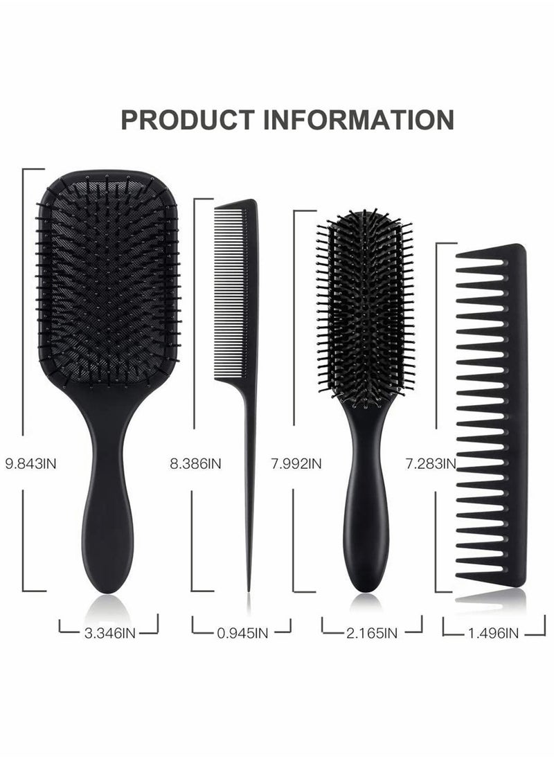 HomarKet - 4Pcs Paddle Hair Brush, Detangling Brush and Hair Comb Set for Men and Women, Great On Wet or Dry Hair, No More Tangle Hairbrush for Long Thick Thin Curly Natural Hair - Image 1