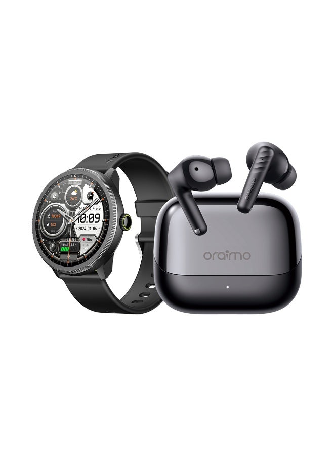 Oraimo Smartwatch 5R with SpaceBuds Neo+ Active Noise Cancelling Bluetooth Earphones Gift - Image 1