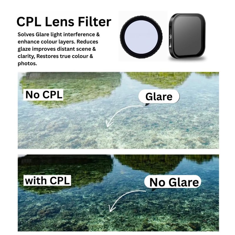 OTOG Action 5 Pro HD ND Filter CPL ND Filters Compatible for OSMO Action 5Pro/OSMO4/ OSMO Action 3 Reduce Glare Multicoated Lens (1Pc-CPL) - Image 2