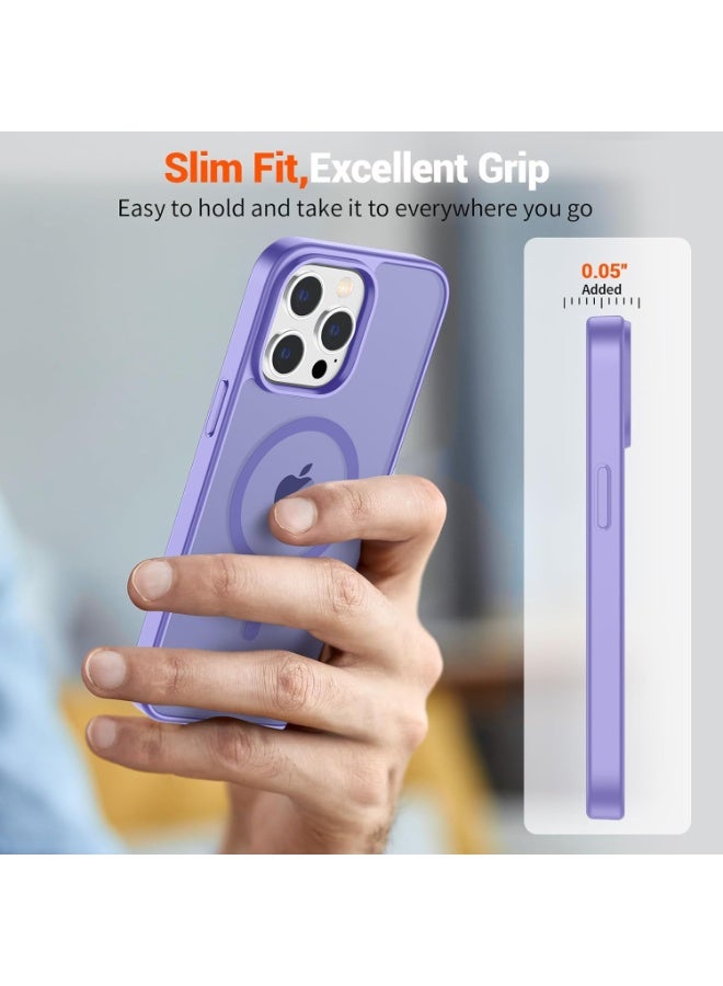 أكاليكس جراب مغناطيسي لهاتف آيفون 13 برو [مقاوم للصدمات ونحيف] غطاء خلفي صلب شفاف غير لامع مع حماية عالية الجودة | بنفسجي فاتح - Image 5