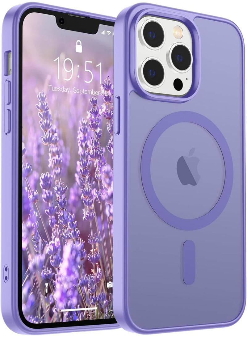 أكاليكس جراب مغناطيسي لهاتف آيفون 13 برو [مقاوم للصدمات ونحيف] غطاء خلفي صلب شفاف غير لامع مع حماية عالية الجودة | بنفسجي فاتح - Image 1