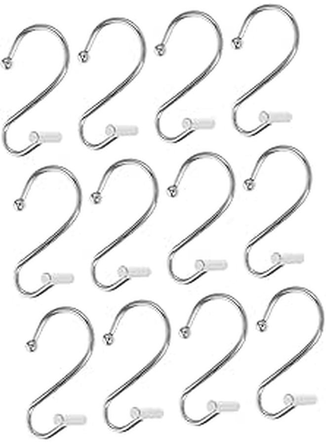 Metal Shower Curtain Hooks 12Pcs Smooth Sliding Design Easy Installation Bathroom Essential - Image 1