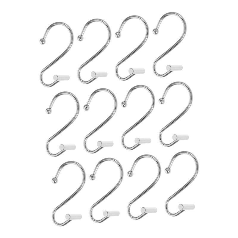 Metal Shower Curtain Hooks 12Pcs Smooth Sliding Design Easy Installation Bathroom Essential - Image 2