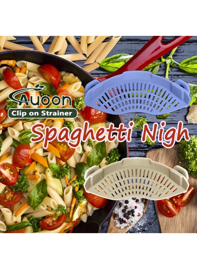 AUOON مصفاة سيليكون قابلة للتثبيت من AUOON لجميع الأواني والمقالي، مصفاة باستا قابلة للتثبيت للطعام للحوم والخضروات والفواكه، مصفاة مطبخ سيليكون (مخمل أزرق) - Image 3