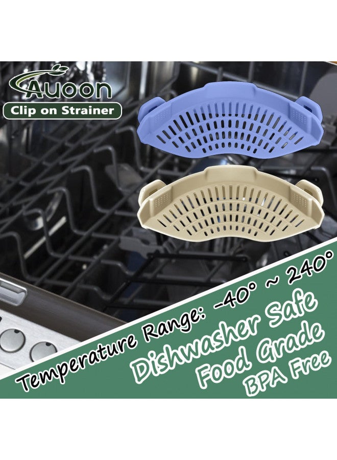 AUOON مصفاة سيليكون قابلة للتثبيت من AUOON لجميع الأواني والمقالي، مصفاة باستا قابلة للتثبيت للطعام للحوم والخضروات والفواكه، مصفاة مطبخ سيليكون (مخمل أزرق) - Image 2