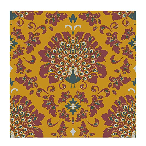 PAPER PLANE DESIGN Vintage Floral Peel and Stick Wallpaper for Bedroom Living Room(Dark Yellow)-1 Roll Size 2 X 12 Feet - Image 1
