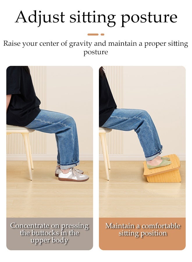 DUNISO Under Desk Footrest, Portable Nursing Foot Stool for Adults, Slanted Rest Nonslip Wooden Ergonomic Foot Stool for Home Office Pressure Relief - Image 4