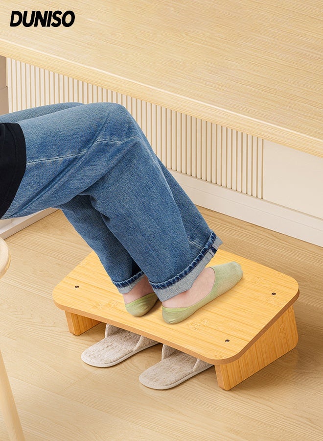 DUNISO Under Desk Footrest, Portable Nursing Foot Stool for Adults, Slanted Rest Nonslip Wooden Ergonomic Foot Stool for Home Office Pressure Relief - Image 1