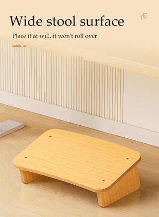 Wooden Step Stool For Adults & Seniors – Non-Slip, Wide Footrest, Compact Portable Footstool For Desk, Office, Bedroom (Light Brown, 9.8x7.1x2.8in)