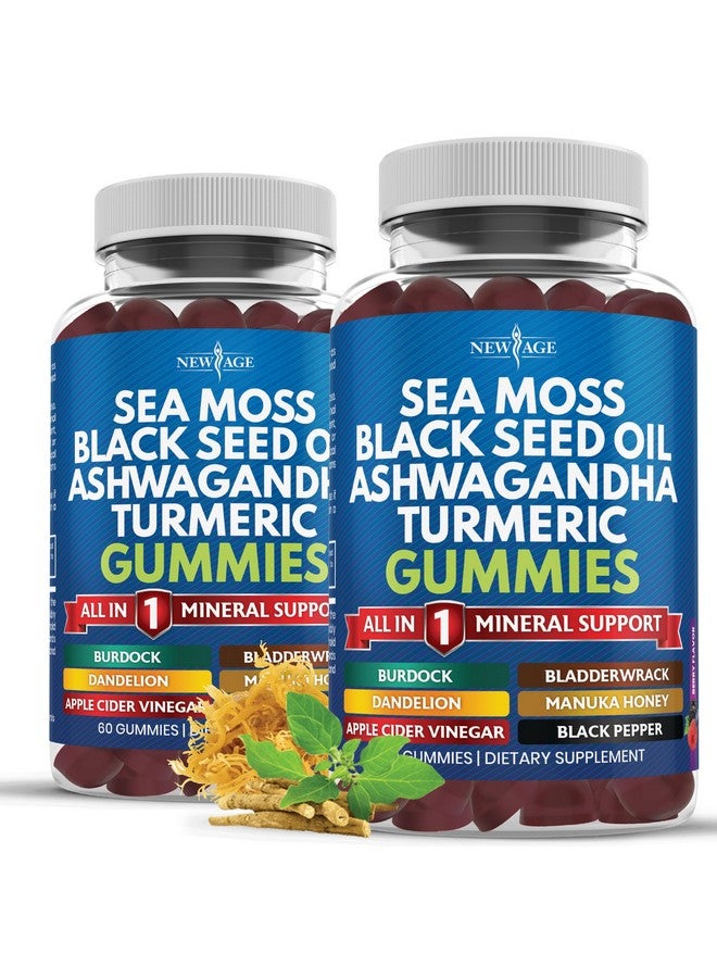 New Age Sea Moss Gummies, Sea Moss, Black Seed, Ashwagandha, Turmeric, Manuka Honey, ACV, Dandelion, Black Pepper, Burdock, Bladderwrack, Vegan - 120 Count - Image 1